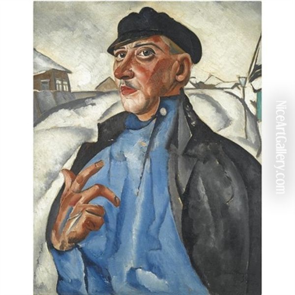 Portrait Of Petr Baksheev In The Role Of Vas'ka Pepel From Maxim Gorky's Na Dne Oil Painting by Boris Dmitrievich Grigoriev