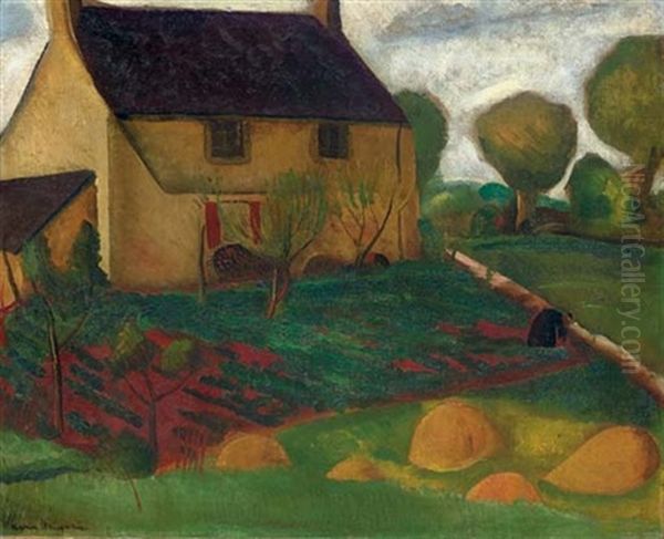 A Farmhouse In Brittany Oil Painting by Boris Dmitrievich Grigoriev