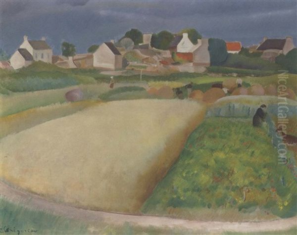 Landscape On The Island Of Brehat Oil Painting by Boris Dmitrievich Grigoriev