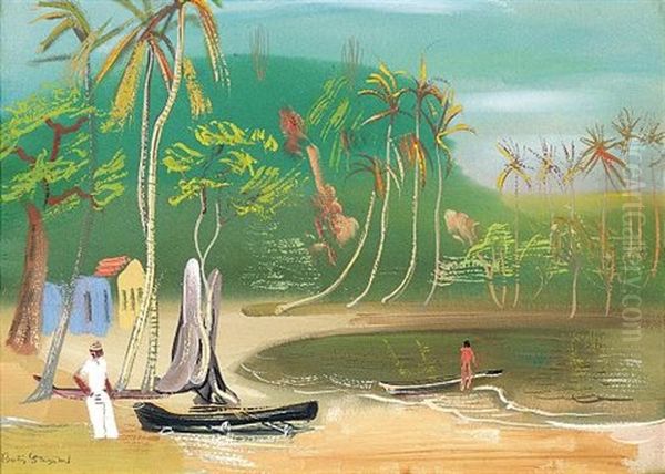 View Over The Lagoon Oil Painting by Boris Dmitrievich Grigoriev