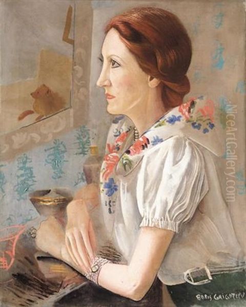 Portrait Of A Lady Oil Painting by Boris Dmitrievich Grigoriev