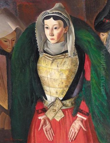 Breton Woman Oil Painting by Boris Dmitrievich Grigoriev