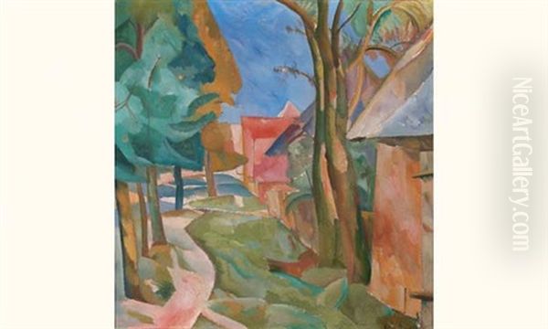 Rue De Village Oil Painting by Boris Dmitrievich Grigoriev