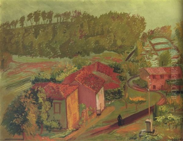 French Village Oil Painting by Boris Dmitrievich Grigoriev