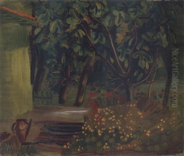 In The Backyard Oil Painting by Boris Dmitrievich Grigoriev