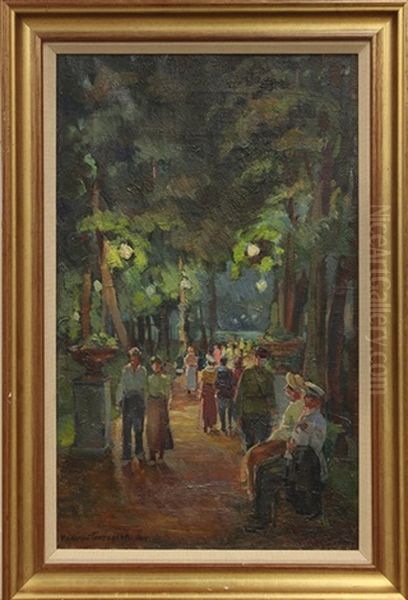 Dans Le Parc Oil Painting by Nikolai Mikhailovich Grigoriev