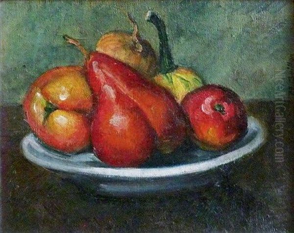 Nature Morte Poire Et Pomme Oil Painting by Roger-Maurice Grillon