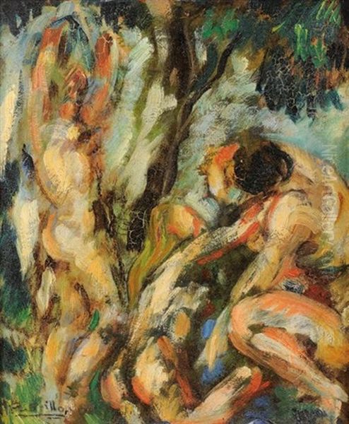 Les Baigneuses Oil Painting by Roger-Maurice Grillon