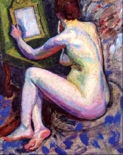 Nu Au Miroir Oil Painting by Roger-Maurice Grillon