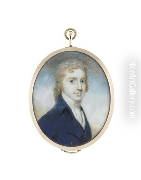 A Portrait Miniature Of A Gentleman Oil Painting by William Grimaldi