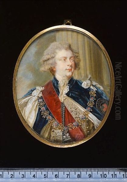 George Iv, King Of Great Britain, As Prince Regent, Wearing Regalia Of The Order Of The Garter Oil Painting by William Grimaldi