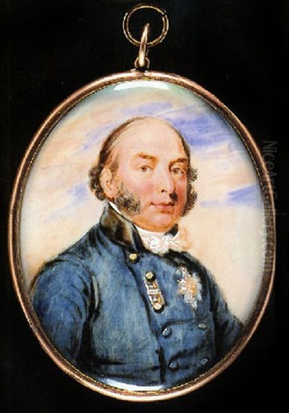 Edward Augustus, Duke Of Kent And Strathern In A Blue Coat With Black Collar And White Tied Stock Oil Painting by William Grimaldi