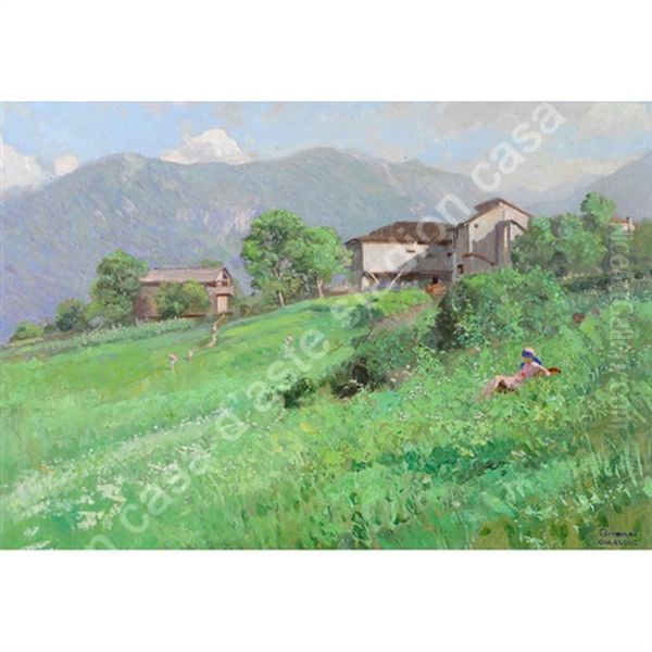 Riposo Sulle Colline Di Calalzo Oil Painting by Guido Grimani