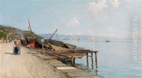 Blick Von Der Via Trieste Auf Triest Oil Painting by Guido Grimani