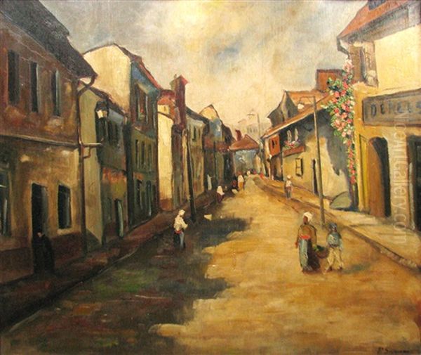 On The Street Oil Painting by Nicolae Grimani