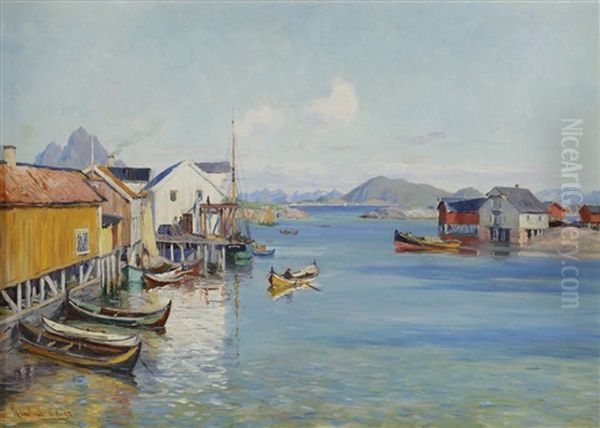 Henningsvaer Oil Painting by Johannes Martin Grimelund