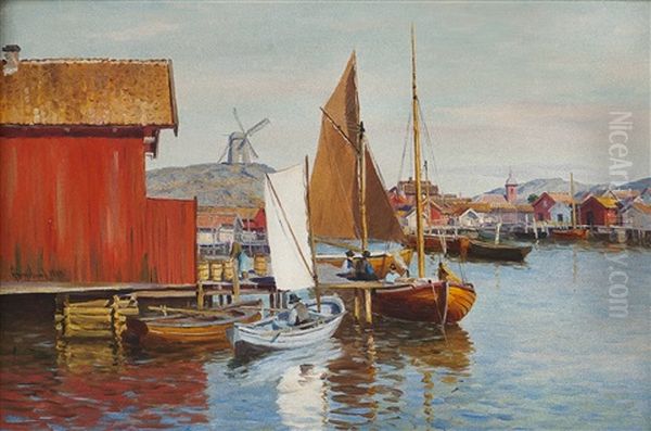 Fra Fiskebackskil Oil Painting by Johannes Martin Grimelund