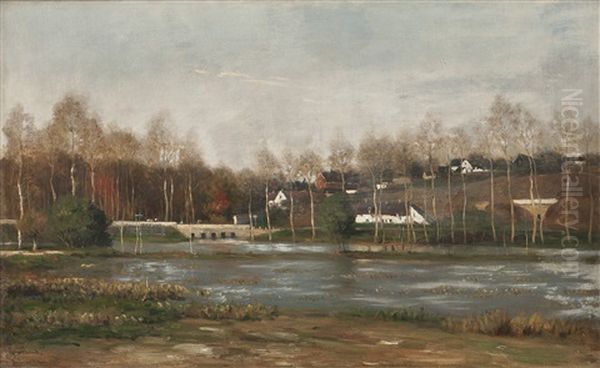 Elvelandskap Fra Amboise, Loiredalen Oil Painting by Johannes Martin Grimelund