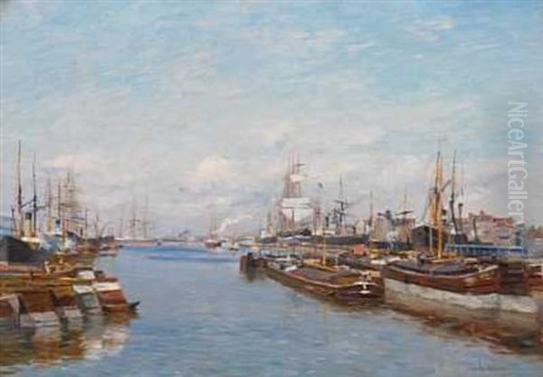 Freyssinet Dock, Dunkerque, France Oil Painting by Johannes Martin Grimelund