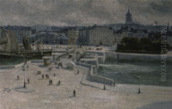 The Harbour, Boulogne Oil Painting by Johannes Martin Grimelund