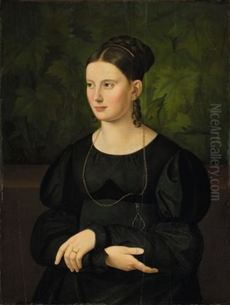 Portrait Of A Woman Oil Painting by Ludwig Emil Grimm