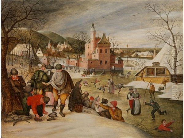 Wintervergnugen Auf Dem Eis, Um 1607 Oil Painting by Abel Grimmer