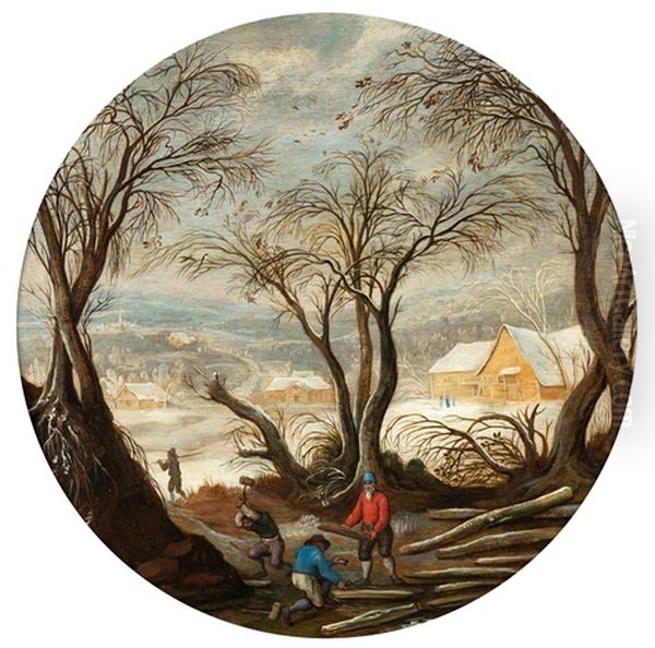 Winterlandschaft Mit Holzfallern Oil Painting by Abel Grimmer