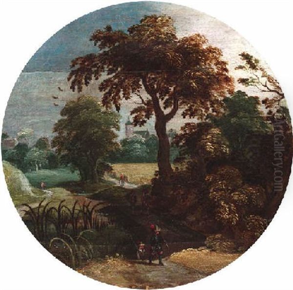 Sommerliche Landschaft Mit Landsknechten by Abel Grimmer