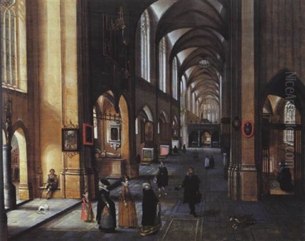 Interieur D'eglise Oil Painting by Abel Grimmer