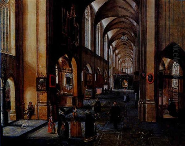 Interieur D'eglise Oil Painting by Abel Grimmer