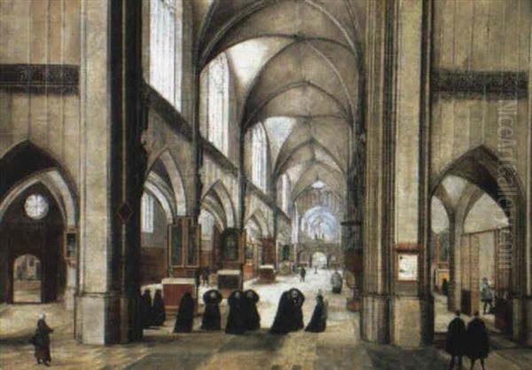 Interieur D'eglise Oil Painting by Abel Grimmer