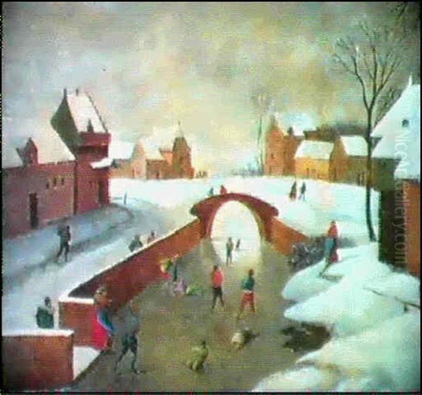 Paysage Avec Patineurs Oil Painting by Abel Grimmer