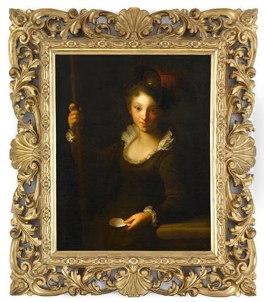 Portrait Of A Girl, Three-quarter Length, Dressed As A Pilgrim Oil Painting by Alexis Grimou