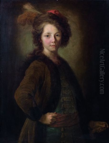 Portrait D'un Jeune Garcon En Costume Polonais Oil Painting by Alexis Grimou