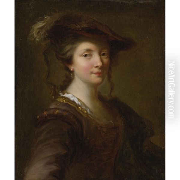 Portrait Of A Lady (louise Julie De Nesle, Comtesse De Mailly?) Oil Painting by Alexis Grimou