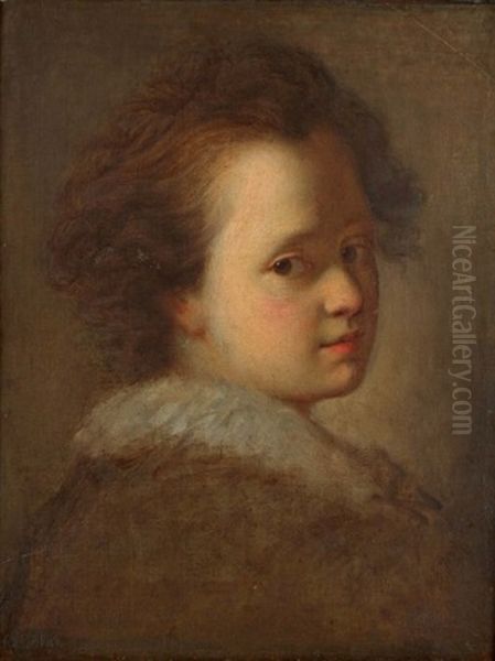 Portrait D'enfant Oil Painting by Alexis Grimou