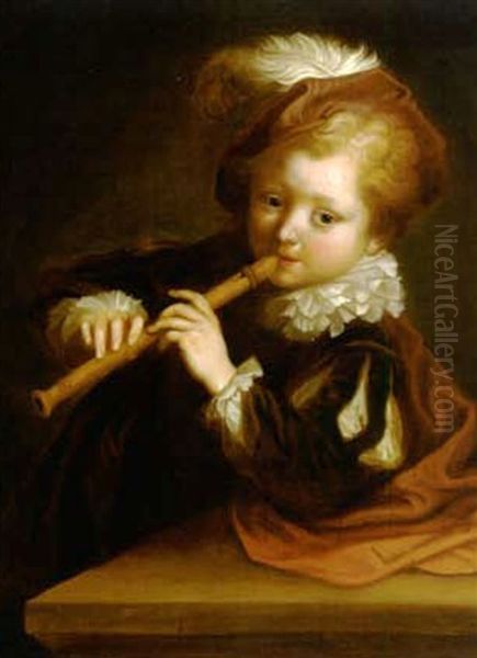 Le Petit Joueur De Flute Oil Painting by Alexis Grimou