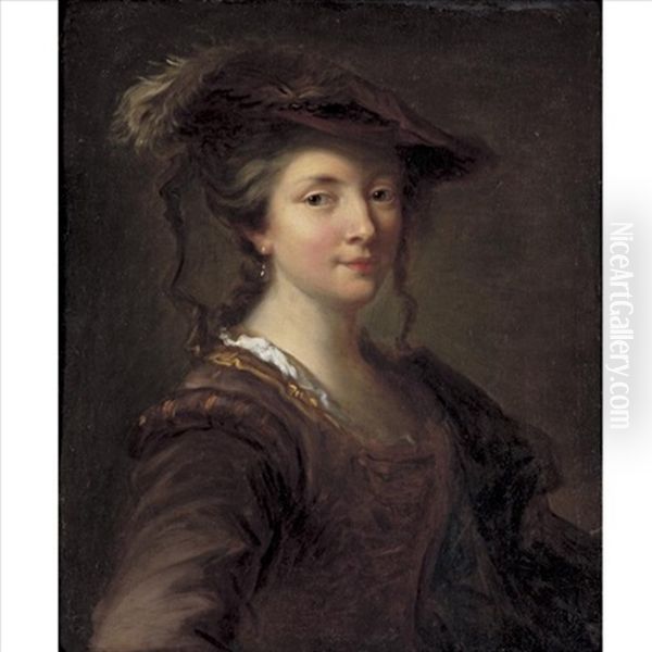 Portrait Of A Lady (louise Julie De Nesle, Comtesse De Mailly?) Oil Painting by Alexis Grimou