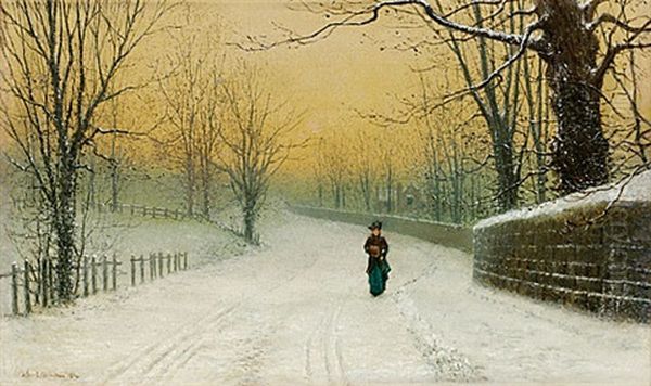 Vinterpromenad Oil Painting by Arthur E. Grimshaw