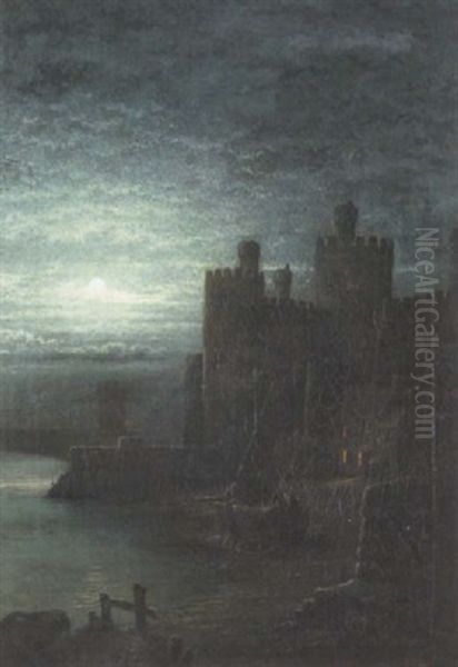 Conwy Castle, Moonrise Oil Painting by Arthur E. Grimshaw