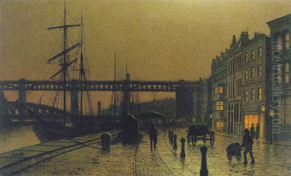 Evening, Tyneside Oil Painting by Arthur E. Grimshaw