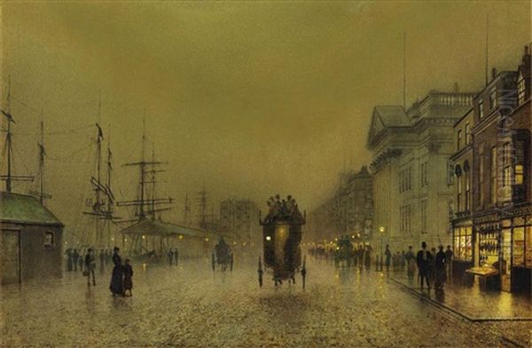 Liverpool Lights, Salthouse Docks Oil Painting by John Atkinson Grimshaw