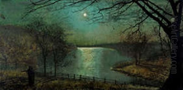 Roundhay Lake From Castle Foot Oil Painting by John Atkinson Grimshaw