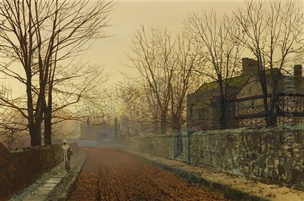 A November Morning Oil Painting by John Atkinson Grimshaw