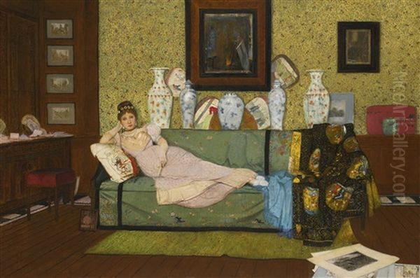 A Reverie, In The Artist's House Oil Painting by John Atkinson Grimshaw