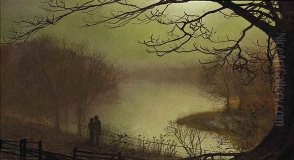 Roundhay Lake Oil Painting by John Atkinson Grimshaw