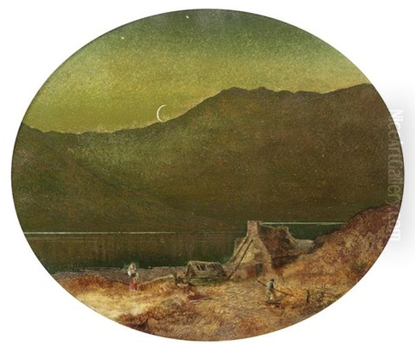 The Crescent In An Oval Slip Oil Painting by John Atkinson Grimshaw