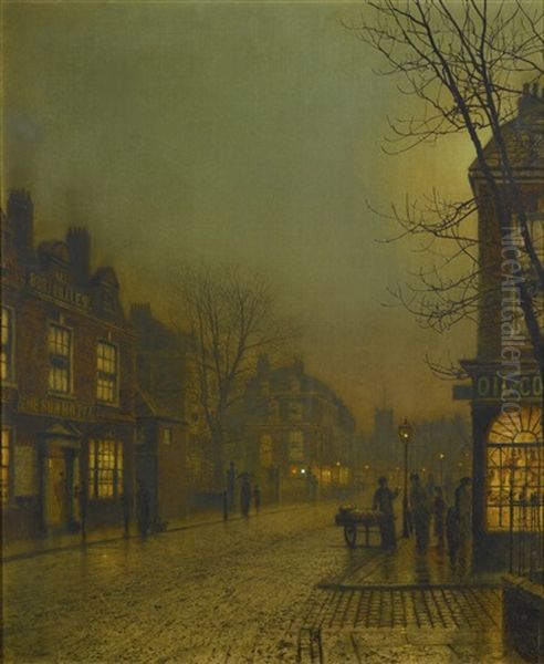 Wandsworth By Moonlight Oil Painting by John Atkinson Grimshaw