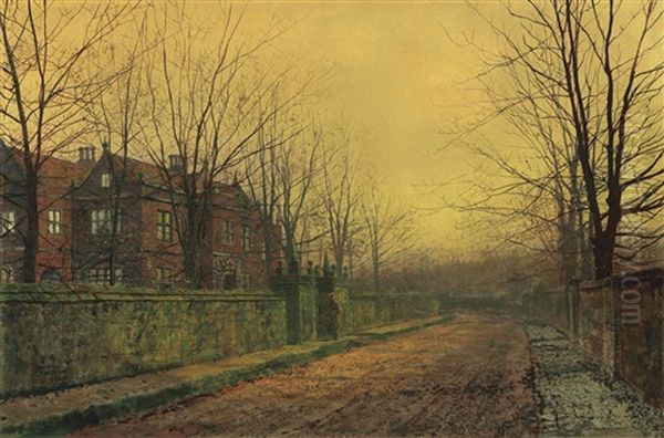 Knostrop Old Hall, Yorkshire Oil Painting by John Atkinson Grimshaw