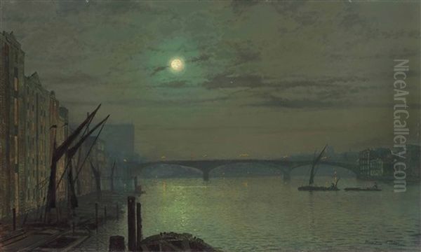 On The Thames Oil Painting by John Atkinson Grimshaw